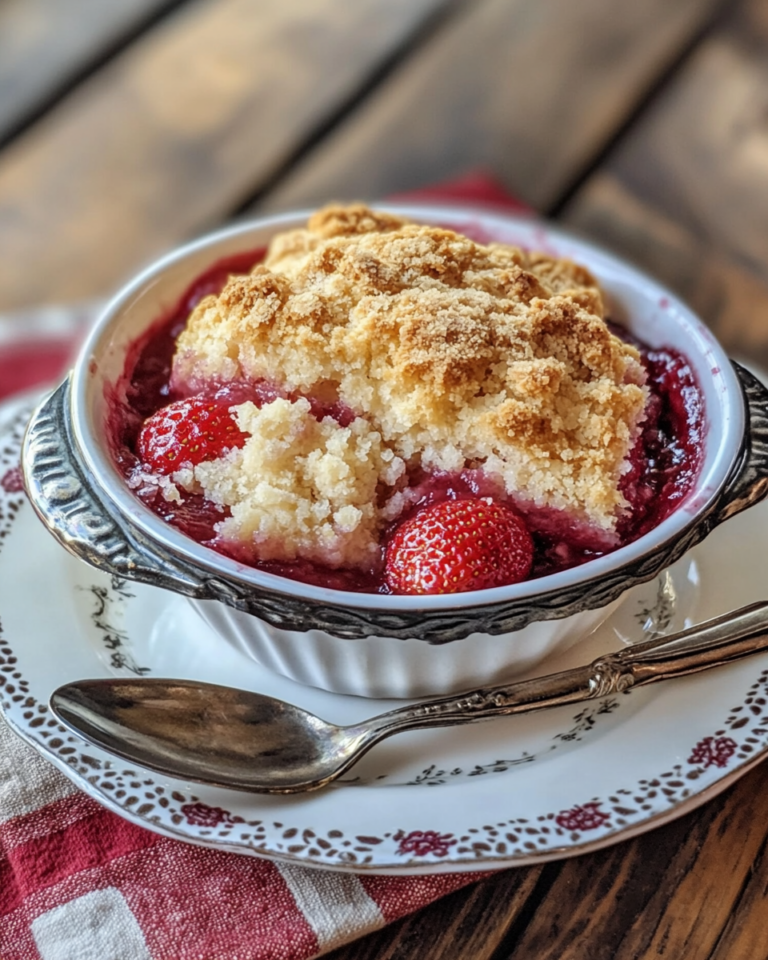 strawberry cobbler using fresh strawberries taken with iphone 15 pro max --iw 2 --ar 4:5 --v 6.1 --raw